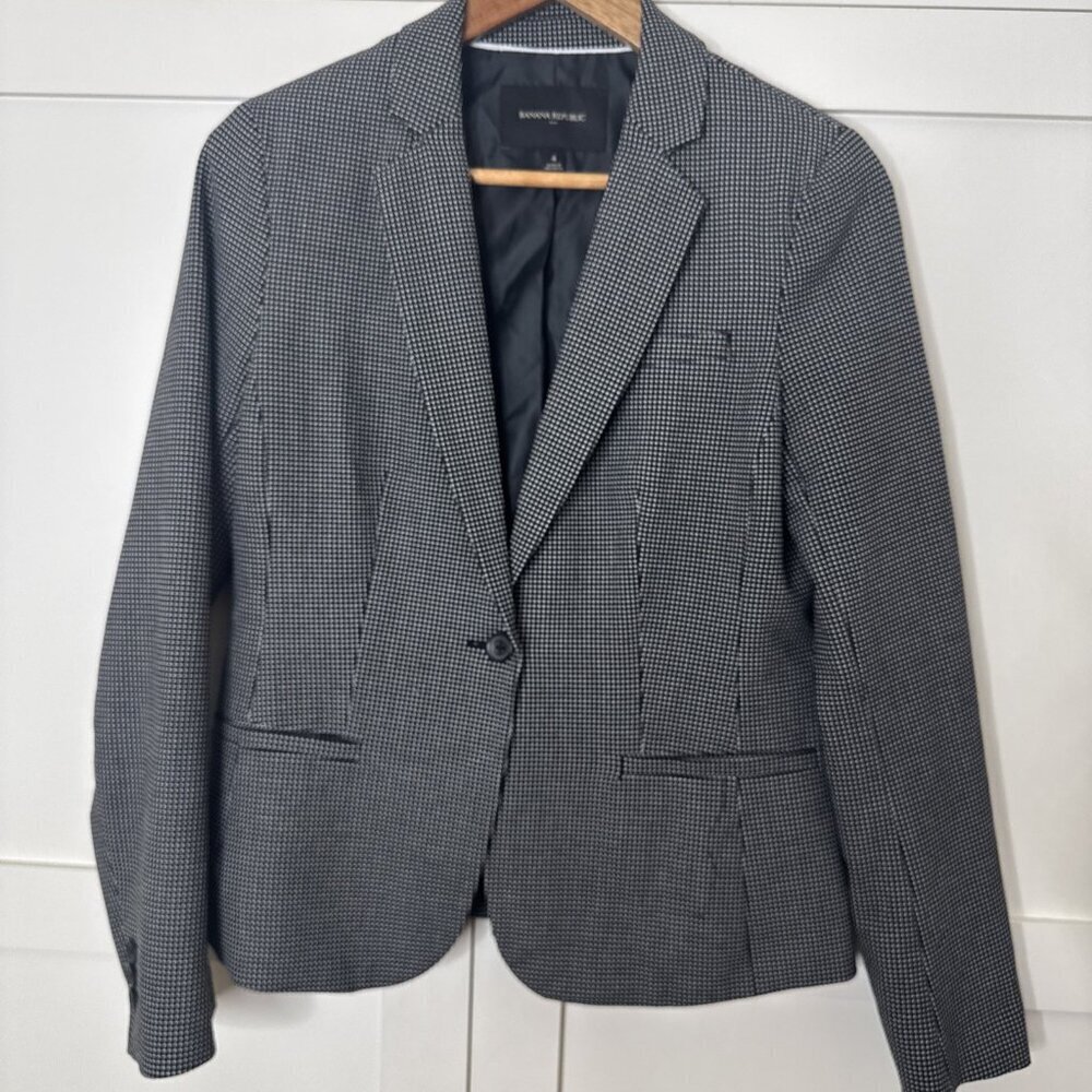 Banana Republic Womens Size: 4 Mini Check Color Geometric Blazer